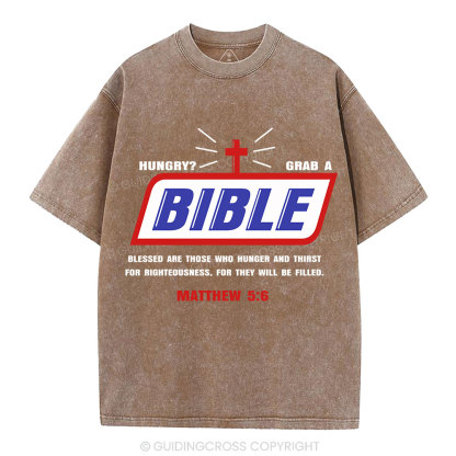 Hungry Grab A Bible Christian Washed T-Shirt
