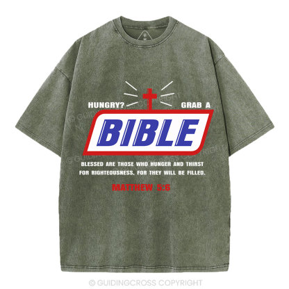 Hungry Grab A Bible Christian Washed T-Shirt