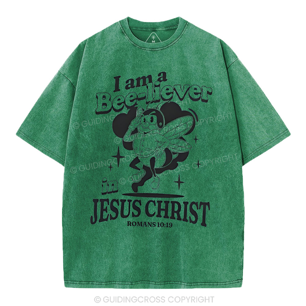 I Am A Bee-liver Christian Washed T-Shirt