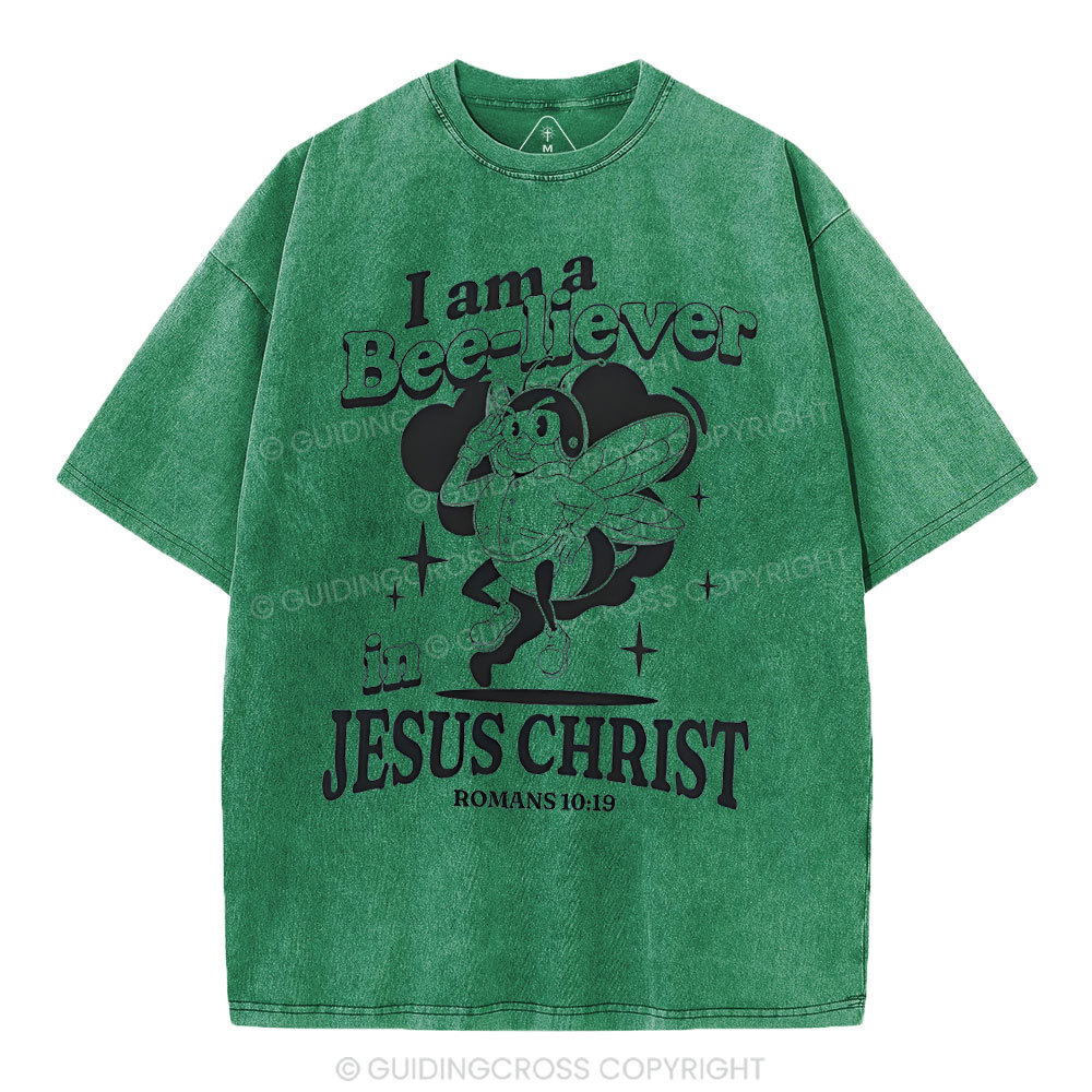 I Am A Bee-liver Christian Washed T-Shirt