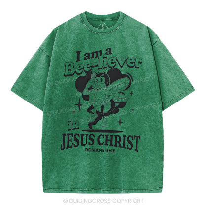 I Am A Bee-liver Christian Washed T-Shirt