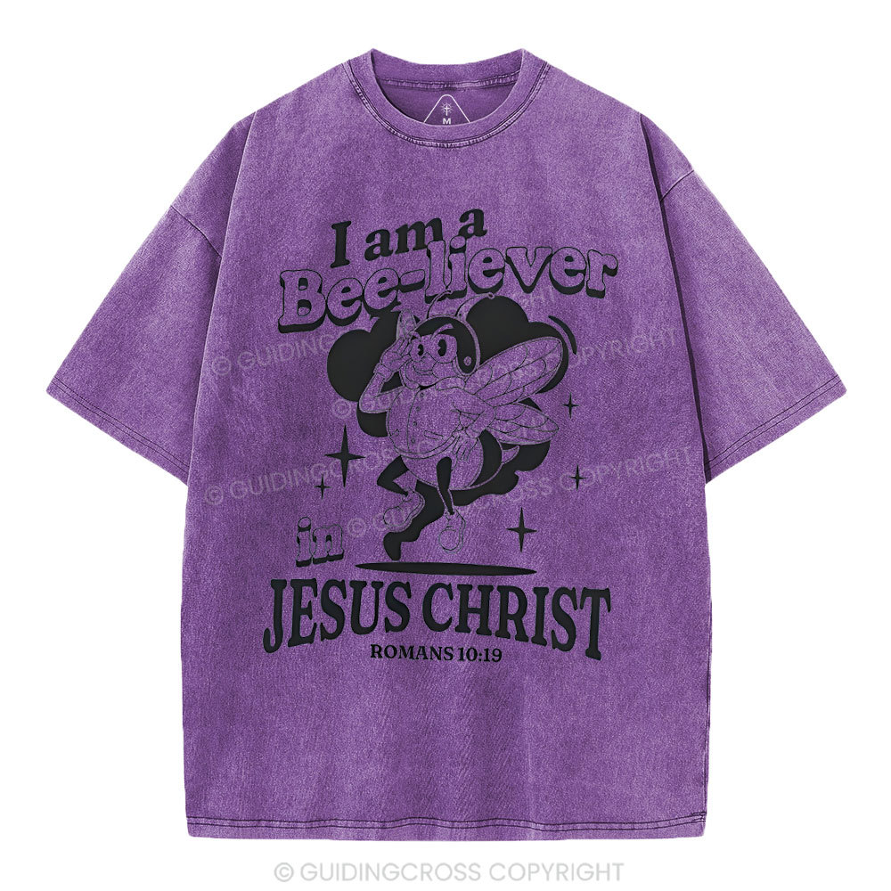 I Am A Bee-liver Christian Washed T-Shirt