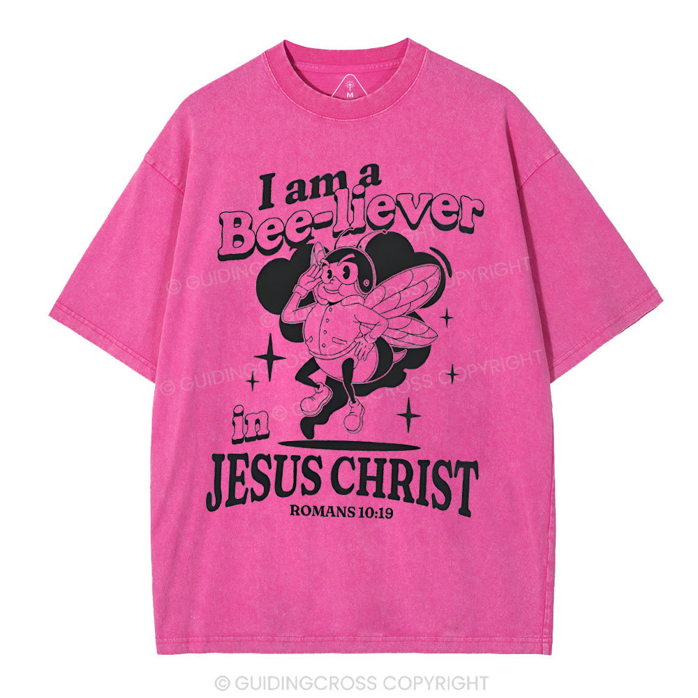 I Am A Bee-liver Christian Washed T-Shirt