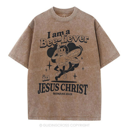 I Am A Bee-liver Christian Washed T-Shirt