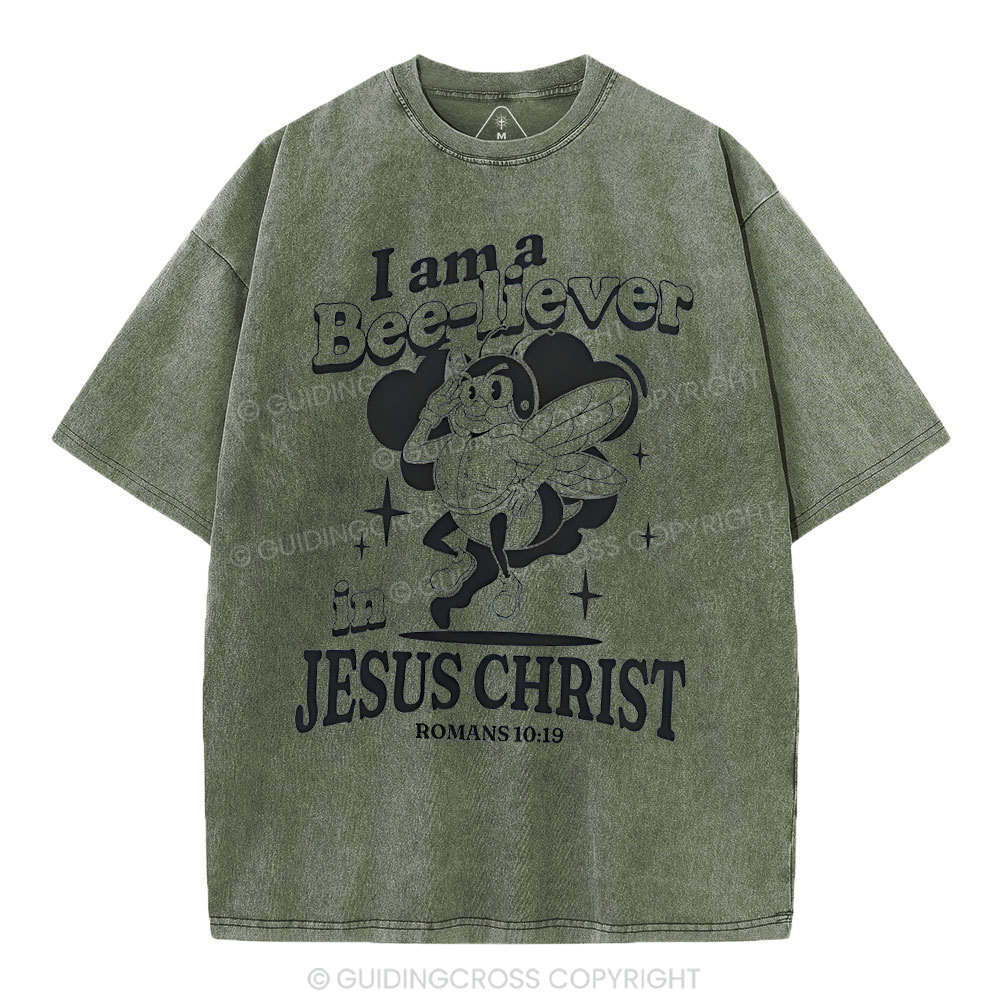 I Am A Bee-liver Christian Washed T-Shirt