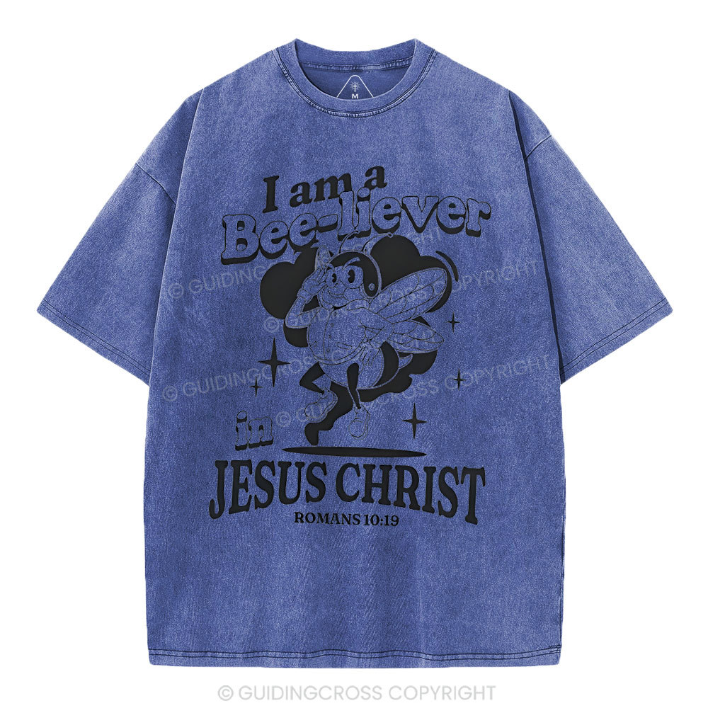 I Am A Bee-liver Christian Washed T-Shirt