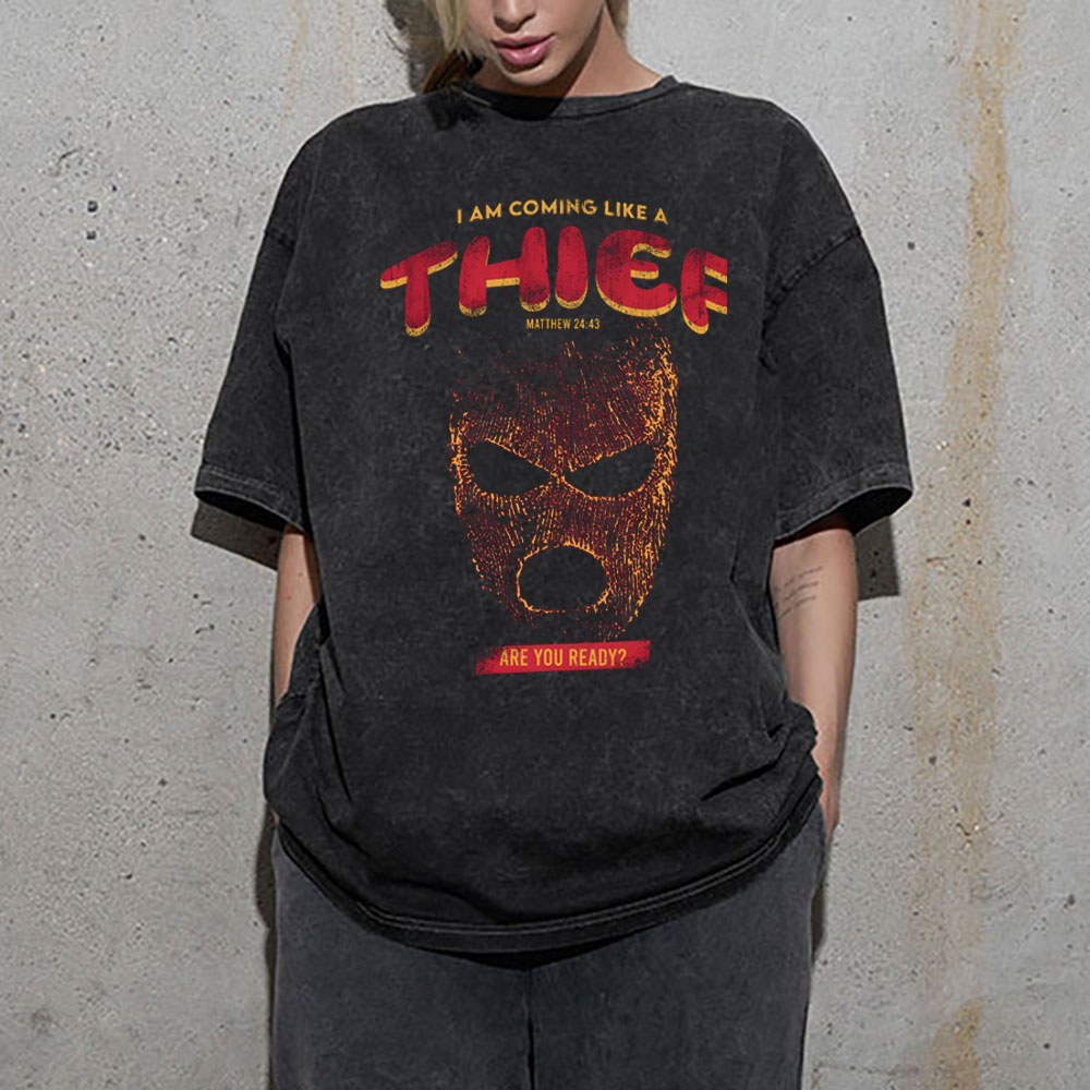 I Am Coming Like A Thief Christian Washed T-Shirt