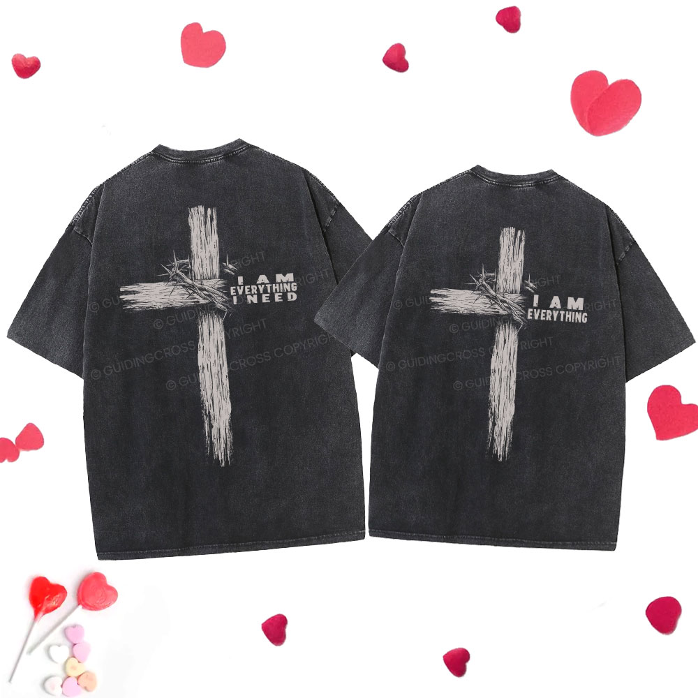 I Am Everything Christian Couple Washed T-Shirt