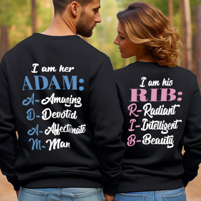 I Am Her Adam I Am His Rib Christian Couple Sweatshirt