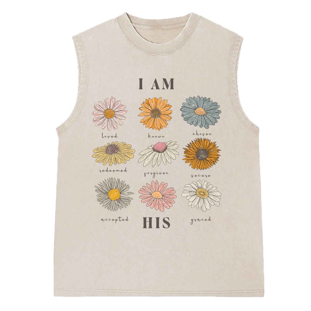 I Am His Christian Washed sleeveless Tee