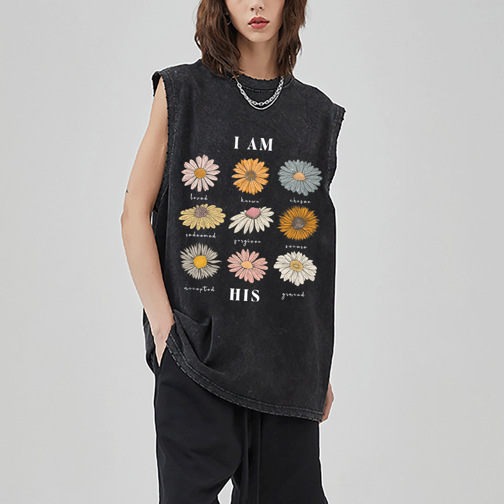 I Am His Christian Washed sleeveless Tee