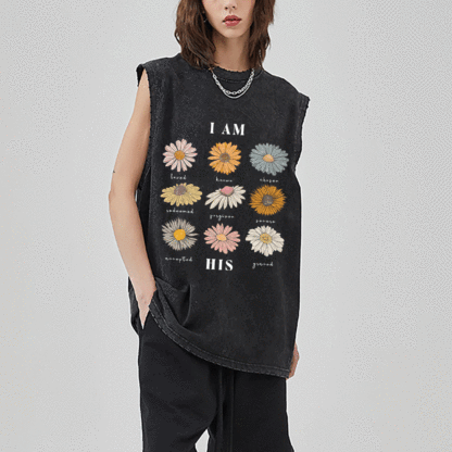 I Am His Christian Washed sleeveless Tee