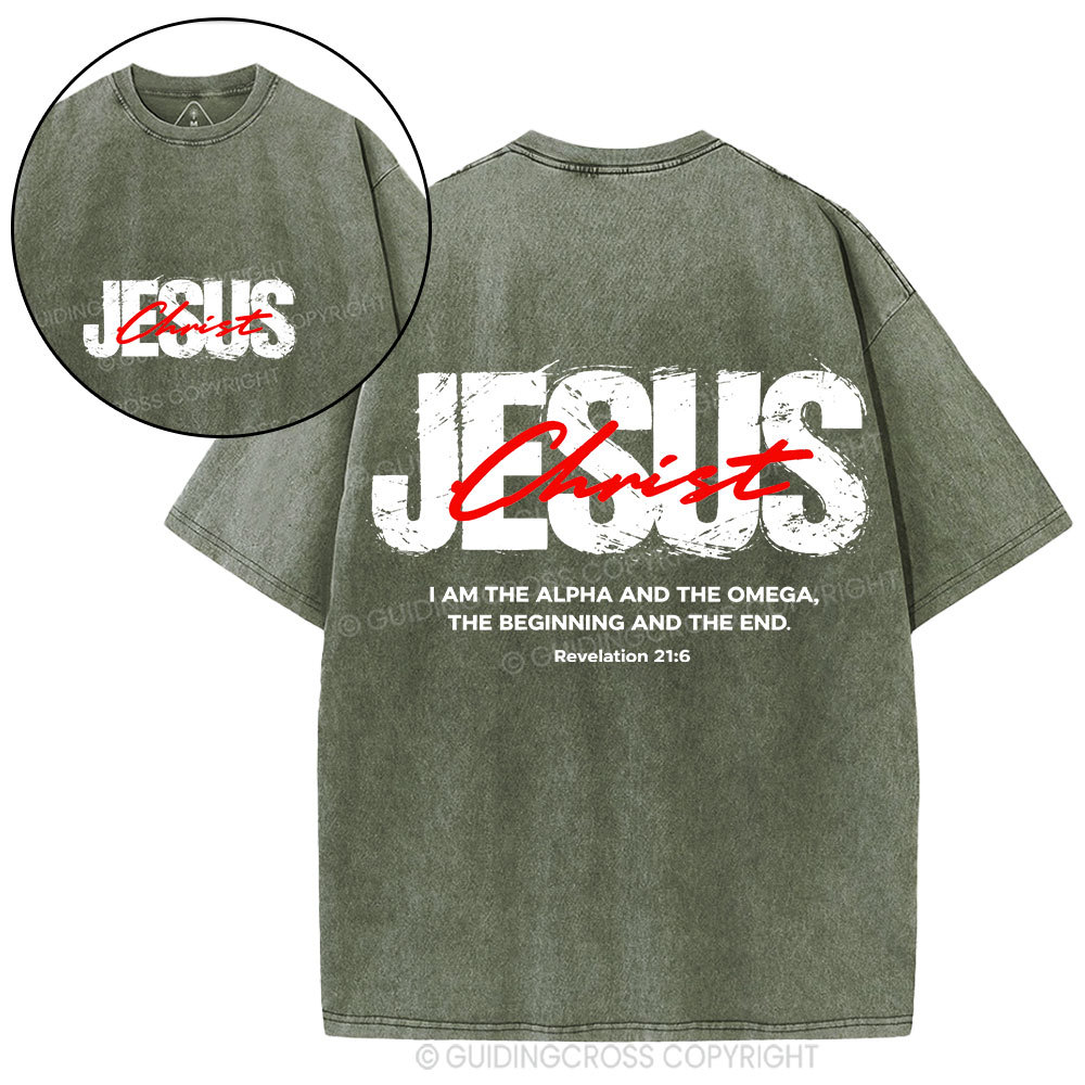 I Am The Alpha And Omega Christian Washed T-Shirt