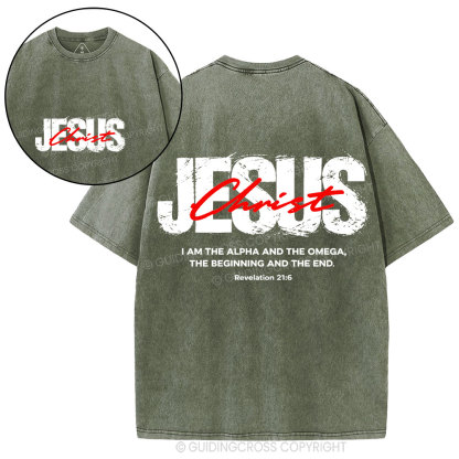 I Am The Alpha And Omega Christian Washed T-Shirt