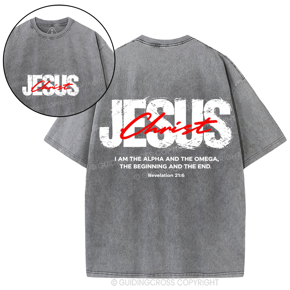 I Am The Alpha And Omega Christian Washed T-Shirt
