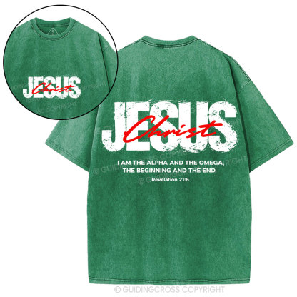 I Am The Alpha And Omega Christian Washed T-Shirt