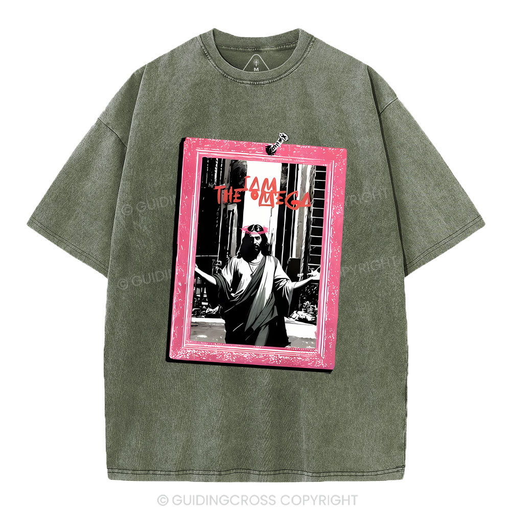 I Am The Omege Christian Washed T-Shirt