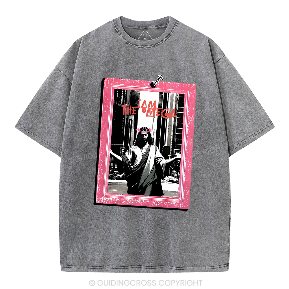 I Am The Omege Christian Washed T-Shirt