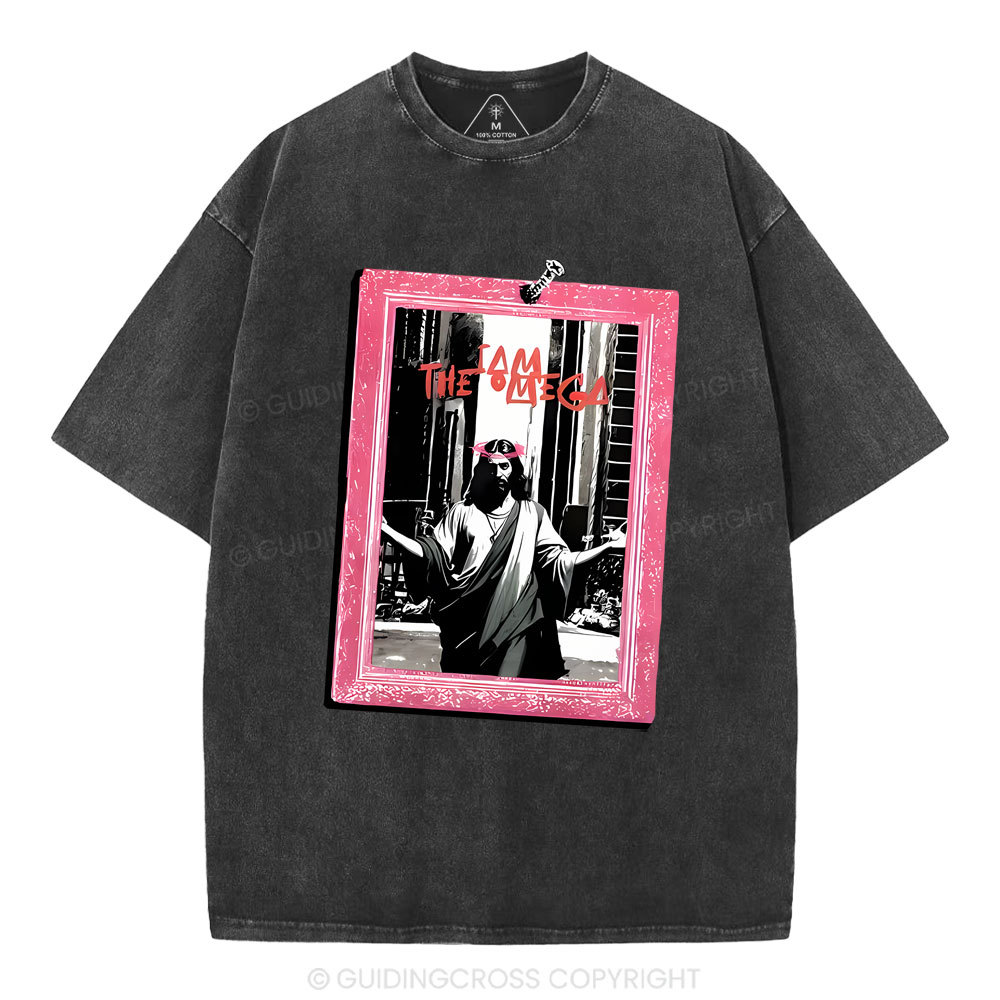 I Am The Omege Christian Washed T-Shirt