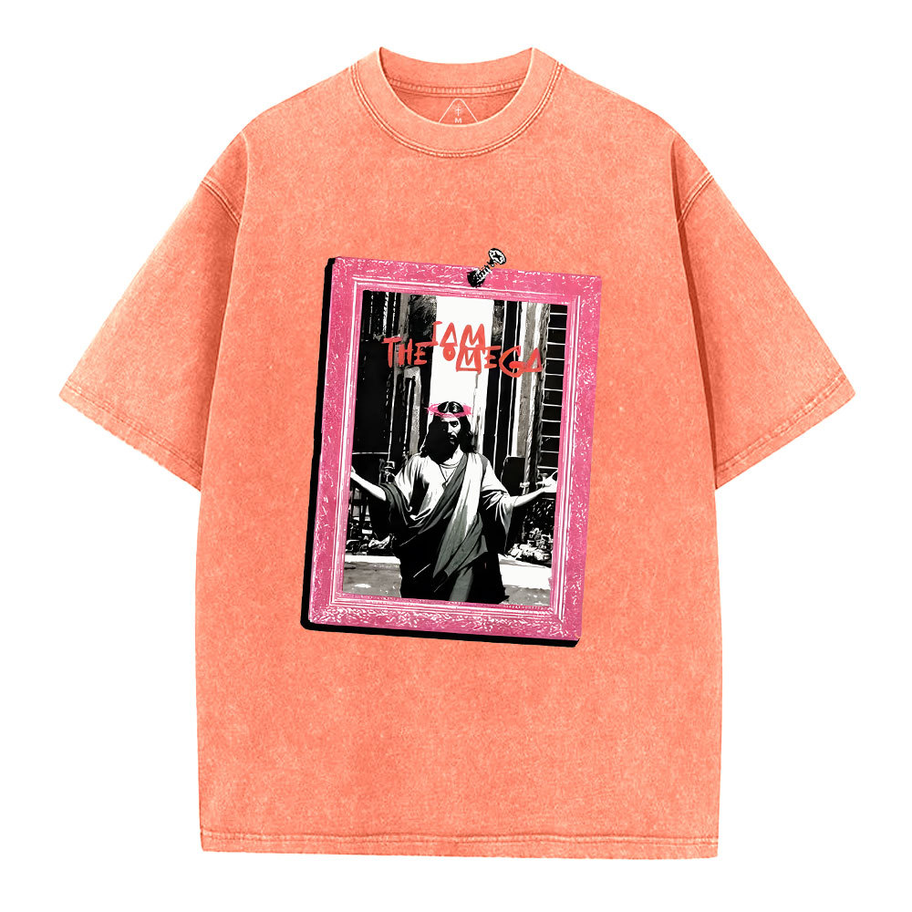I Am The Omege Christian Washed T-Shirt