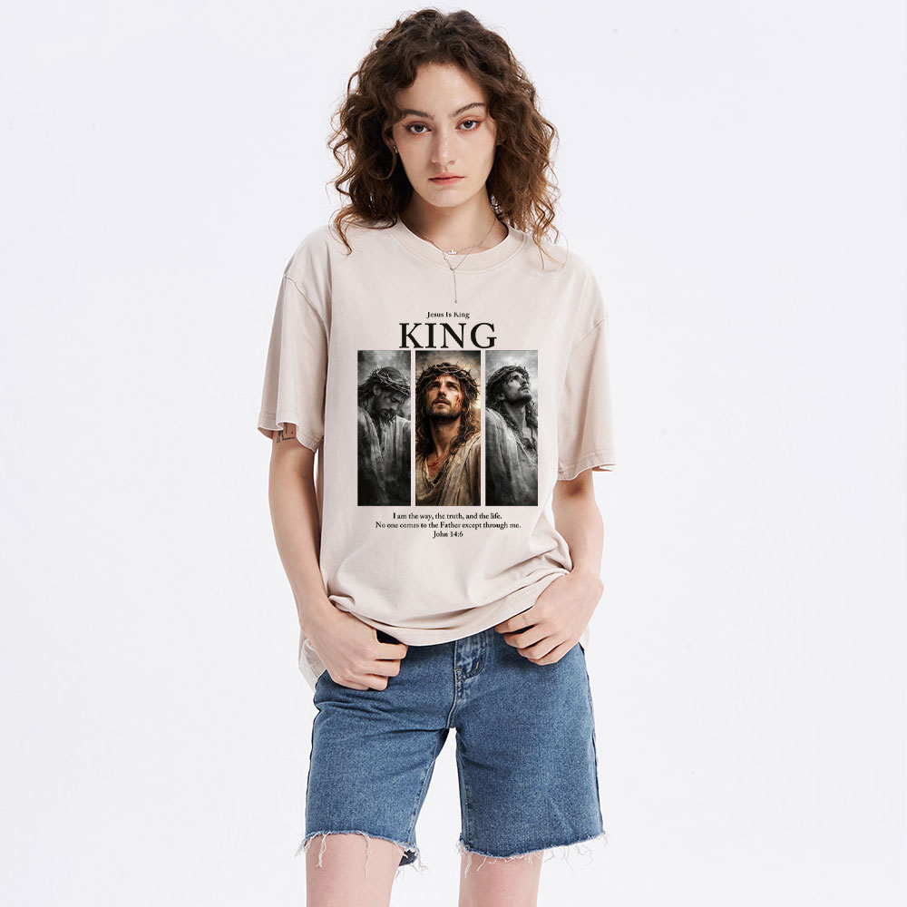 Jesus Is King Christian Washed T-Shirt