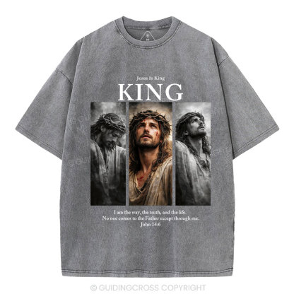 Jesus Is King Christian Washed T-Shirt