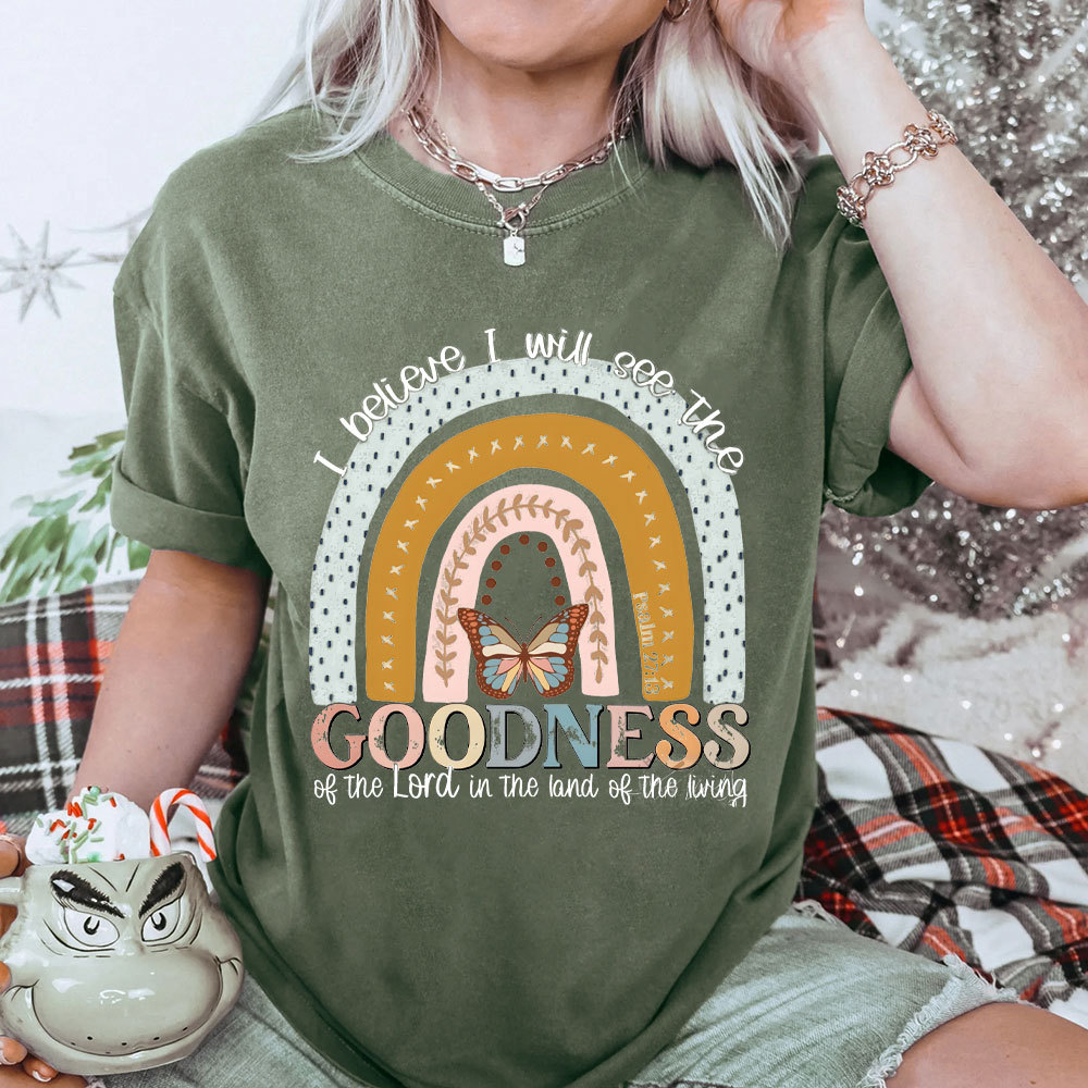 I Believe I Will See The Goodness Christian Washed T-Shirt
