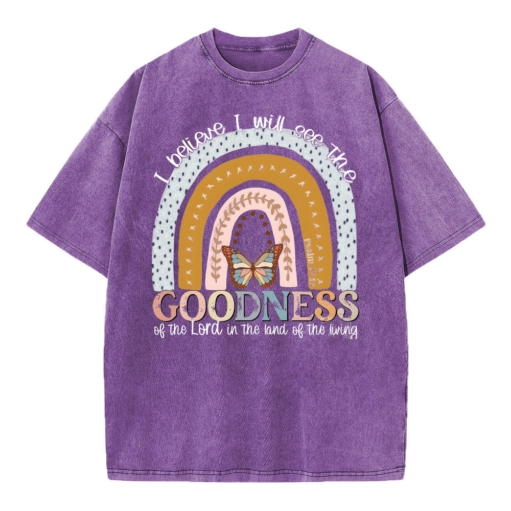 I Believe I Will See The Goodness Christian Washed T-Shirt