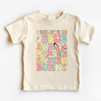 I Believe In Jesus And The Easter Bunny Christian Kid T-Shirt