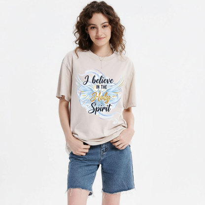 I Believe In The Holy Spirit Christian Washed T-Shirt