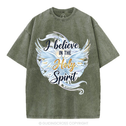 I Believe In The Holy Spirit Christian Washed T-Shirt