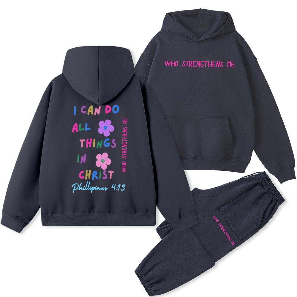 I Can Do All Thing In Christ Christian Fleece Hoodie Set