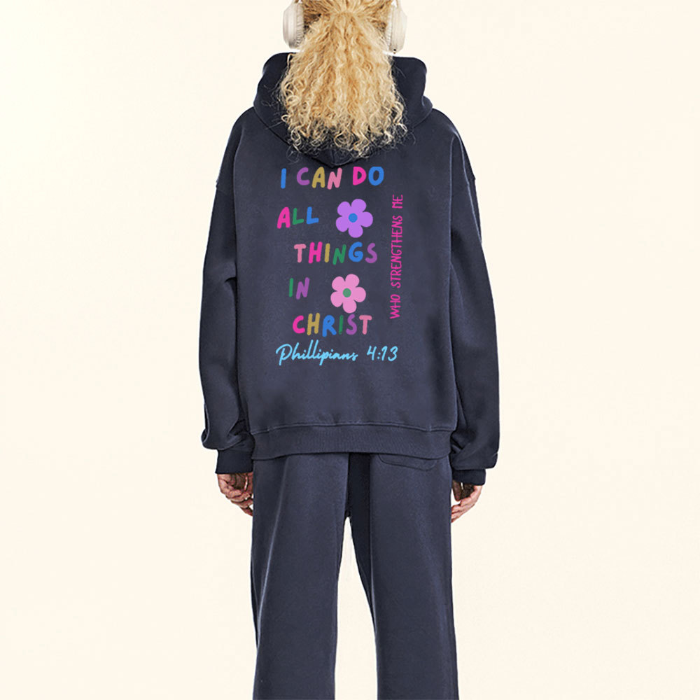I Can Do All Thing In Christ Christian Fleece Hoodie Set