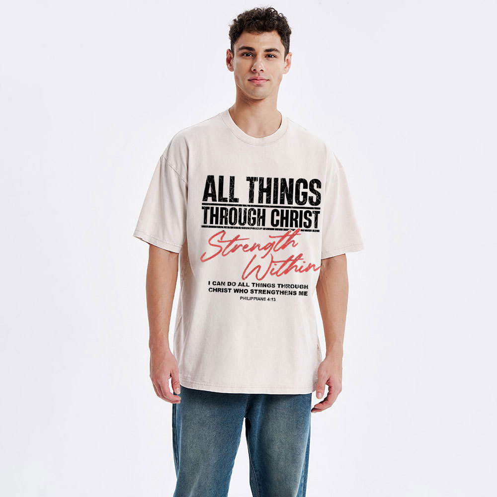 I Can Do All Thing With Christ Christian Washed T-Shirt