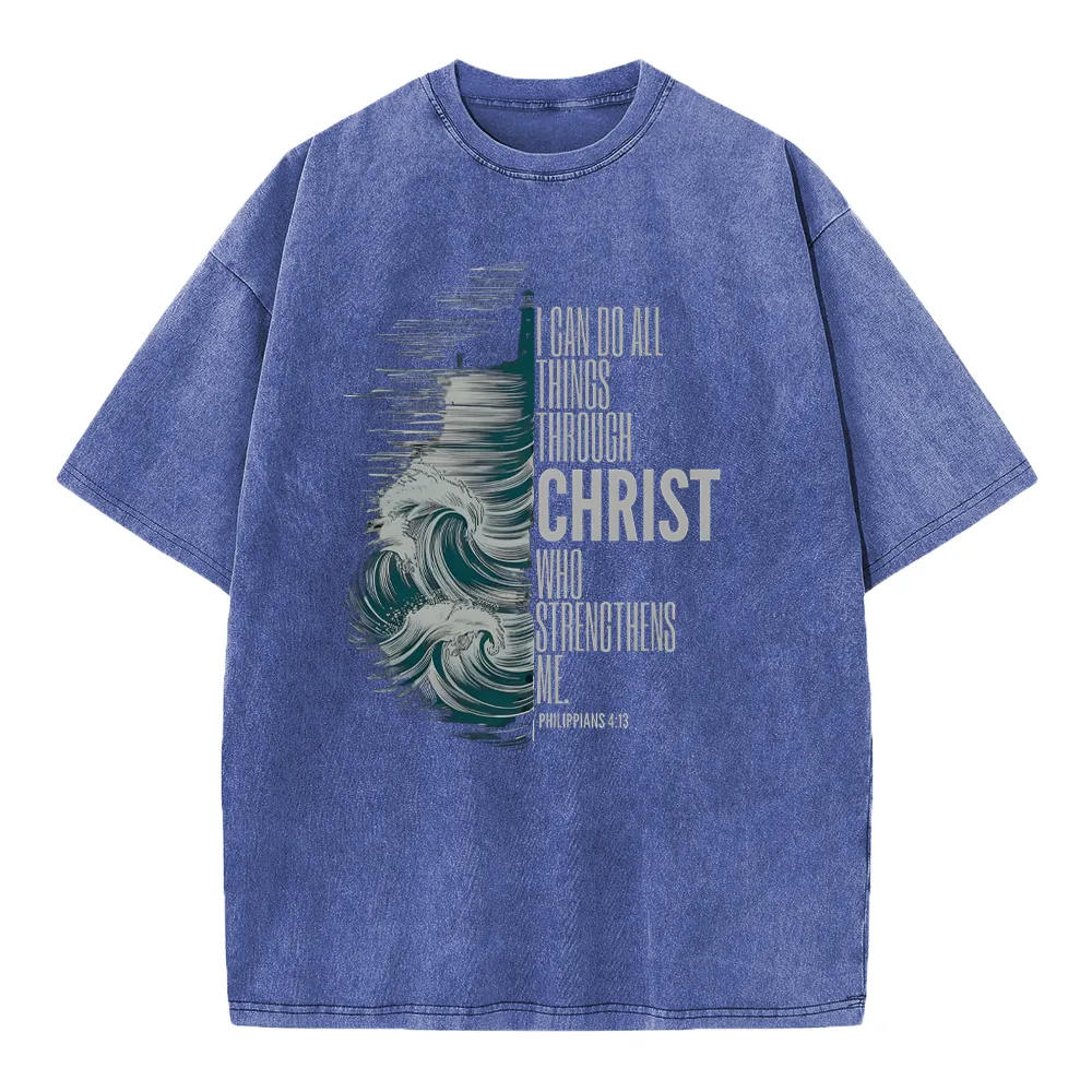 I Can Do All Things Christ Who Strengthens Me Christian Washed T-Shirt