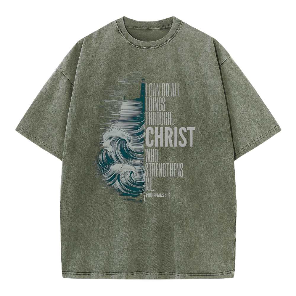I Can Do All Things Christ Who Strengthens Me Christian Washed T-Shirt Sale - GuidingCross