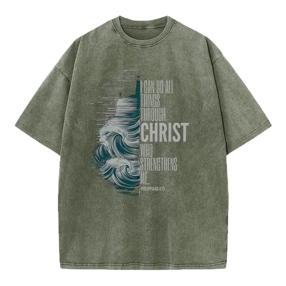 I Can Do All Things Christ Who Strengthens Me Christian Washed T-Shirt Sale - GuidingCross