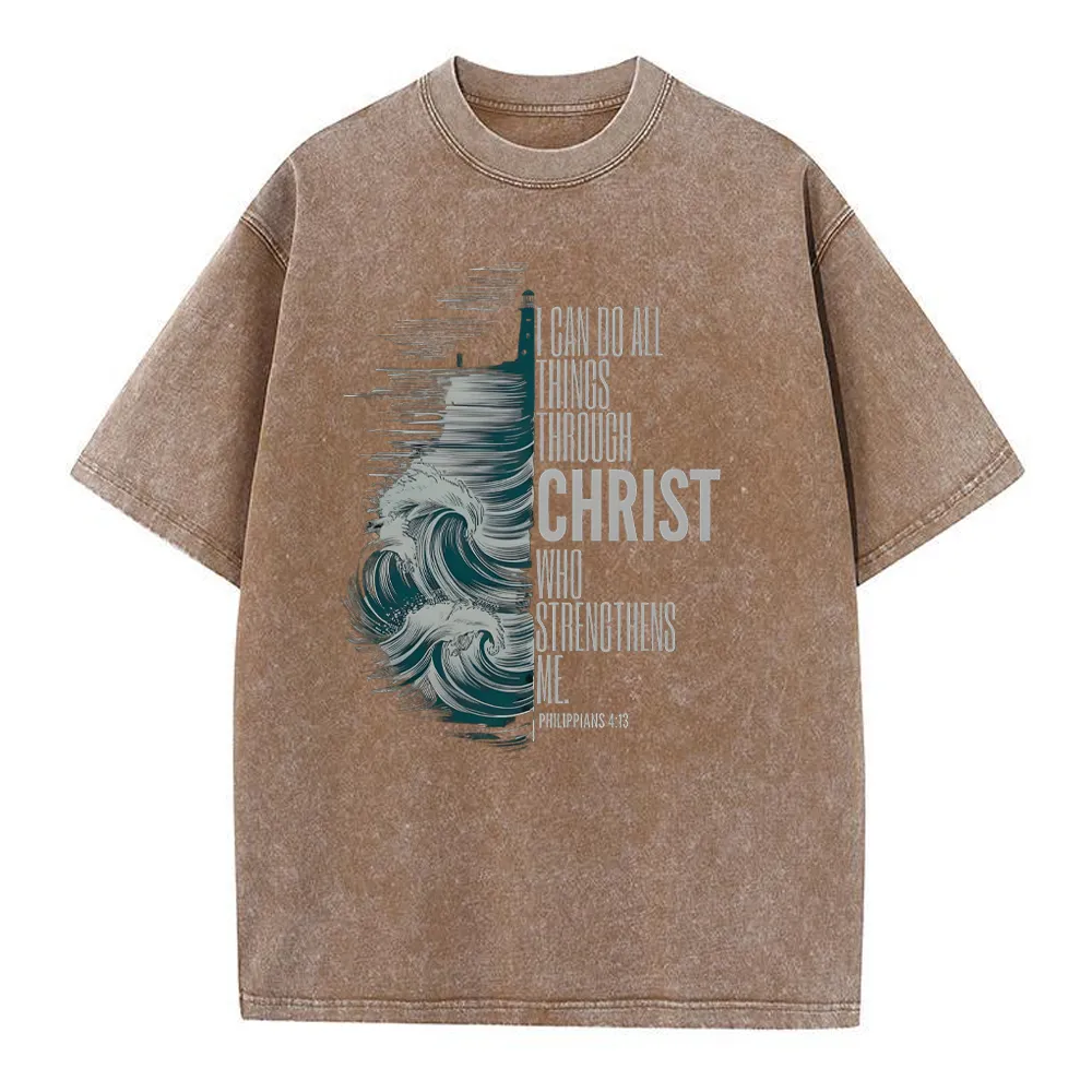 I Can Do All Things Christ Who Strengthens Me Christian Washed T-Shirt