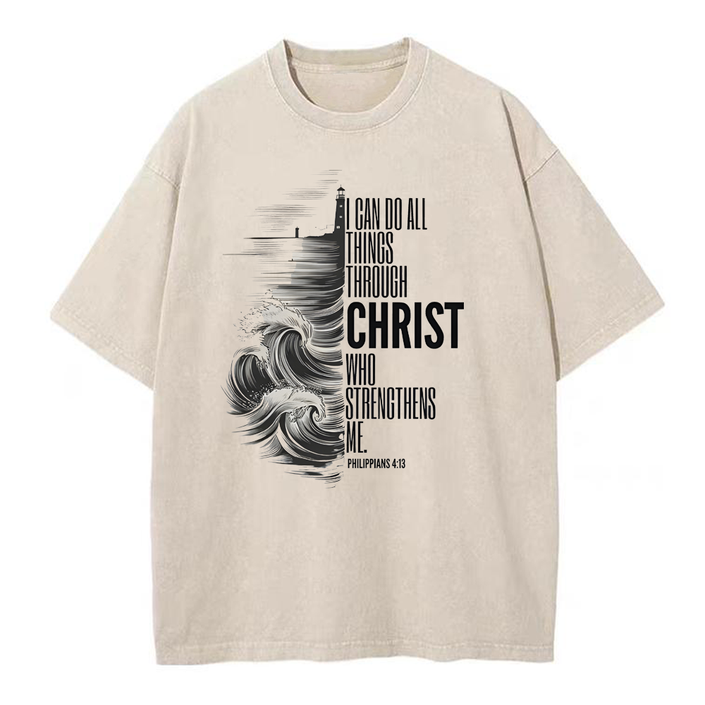 I Can Do All Things Christ Who Strengthens Me Christian Washed T-Shirt