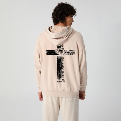 I Can Do All Things THrough Christ Christian Washed Hoodie