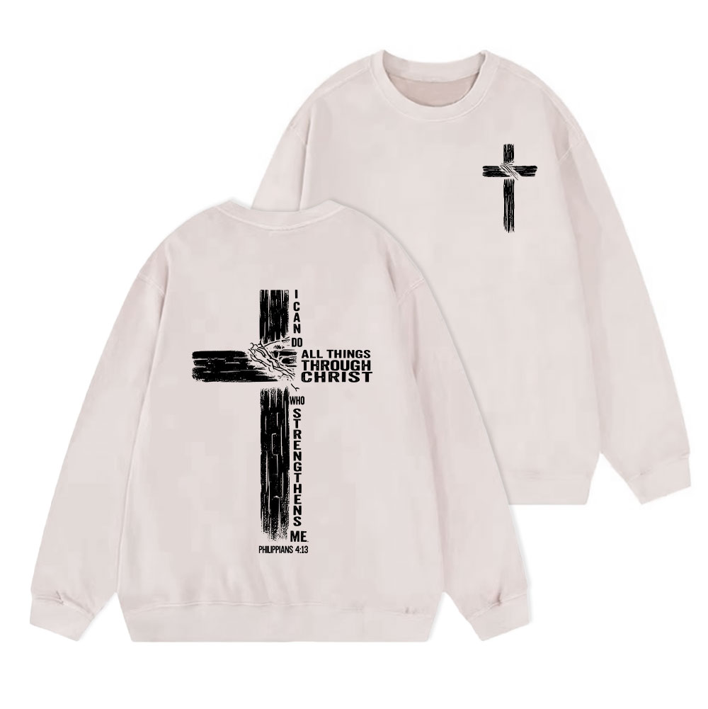 I Can Do All Things THrough Christ Christian Washed Sweatshirt