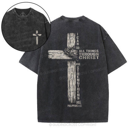I Can Do All Things THrough Christ Christian Washed T-Shirt