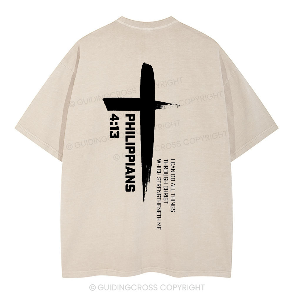 I Can Do All Things Though Christ Christian Washed T-Shirt