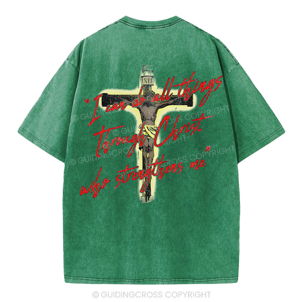 I Can Do All Things Though Christ Christian Washed T-Shirt