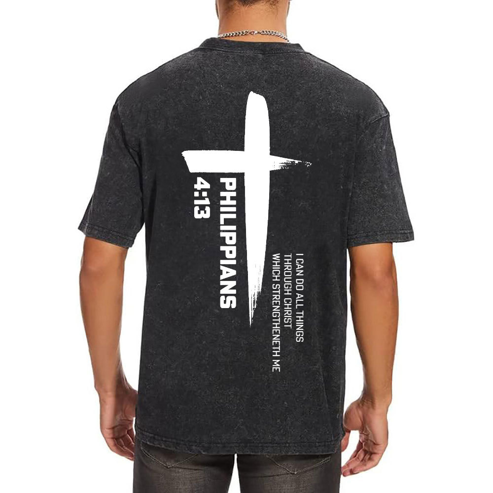 I Can Do All Things Though Christ Christian Washed T-Shirt