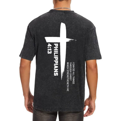 I Can Do All Things Though Christ Christian Washed T-Shirt