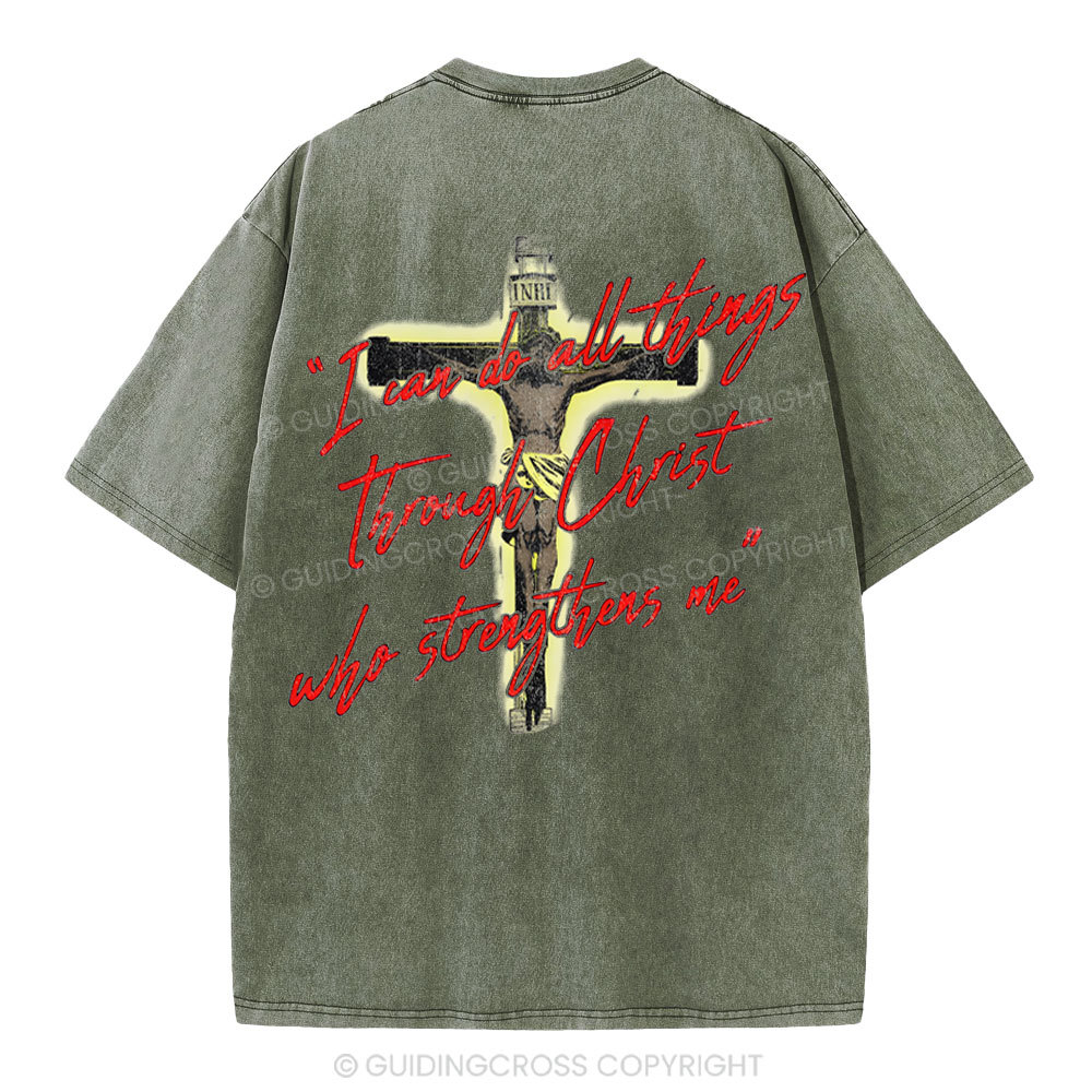 I Can Do All Things Though Christ Christian Washed T-Shirt