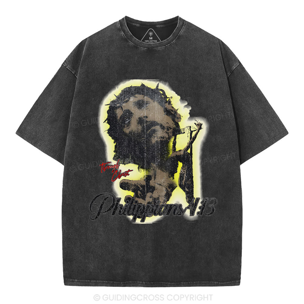 I Can Do All Things Though Christ Christian Washed T-Shirt