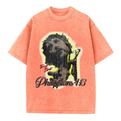 I Can Do All Things Though Christ Christian Washed T-Shirt