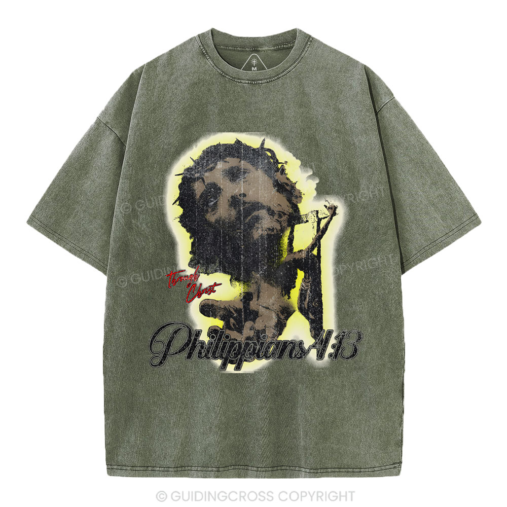 I Can Do All Things Though Christ Christian Washed T-Shirt